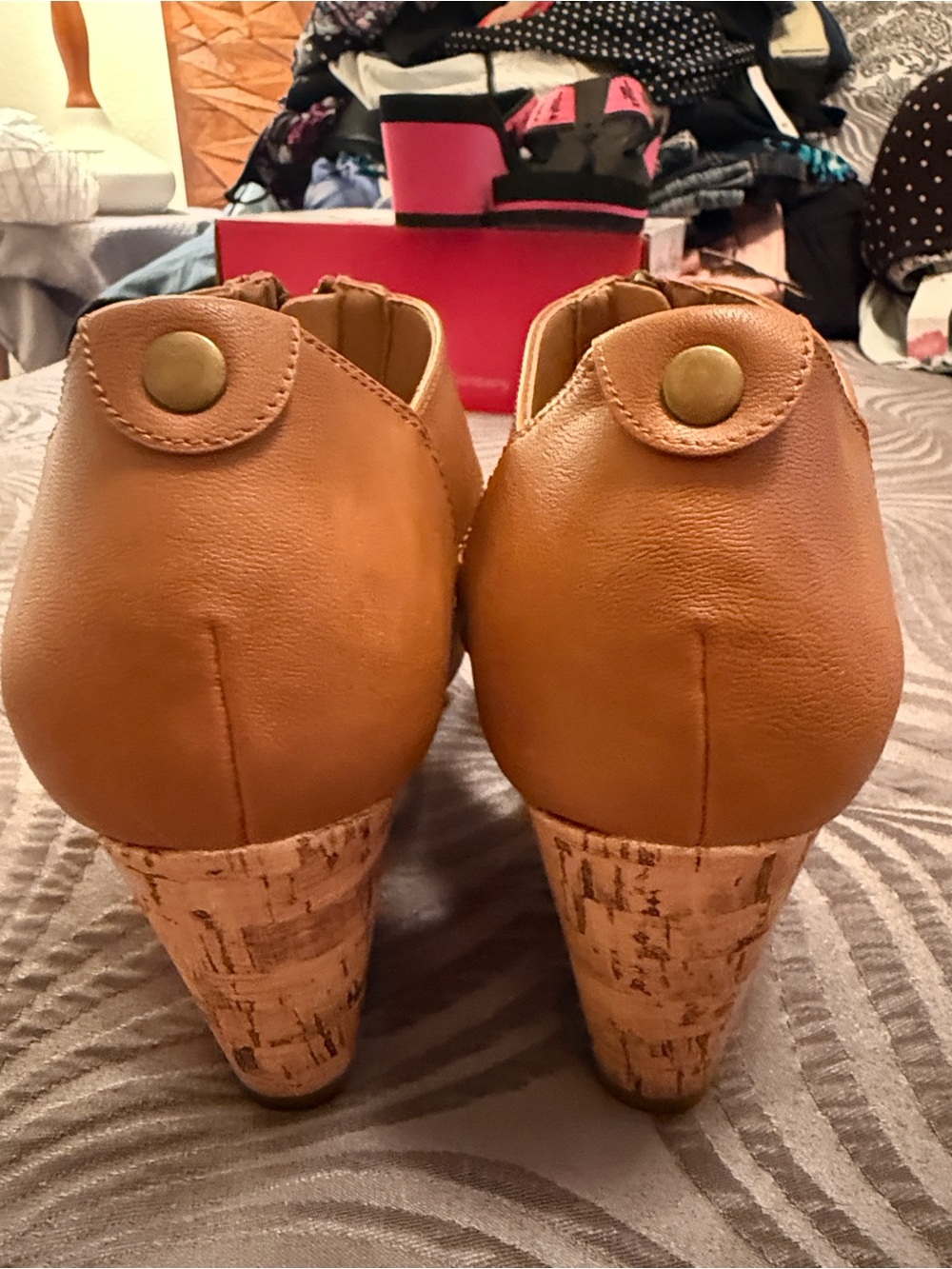 Style & Co. Tan Strappy Cork Wedge Sandals - Picture 4 of 5